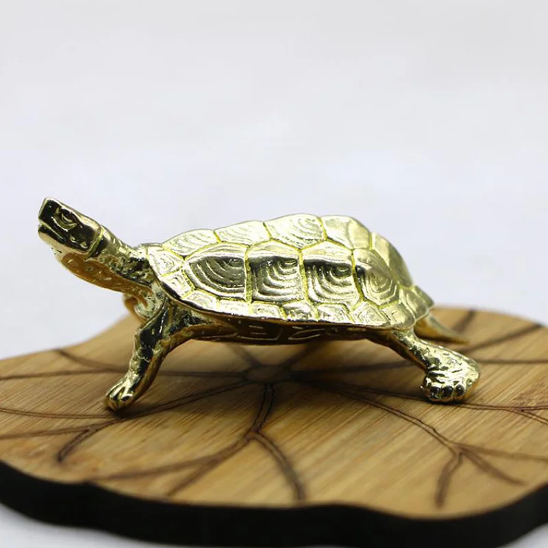 Ornament Crafts Miniature Figurines Turtle Ornament Vintage Brass Longevity Animal Turtle Figurines Miniatures Lucky Desktop Oranments Home Decoration Accessories Feng Shui Decors