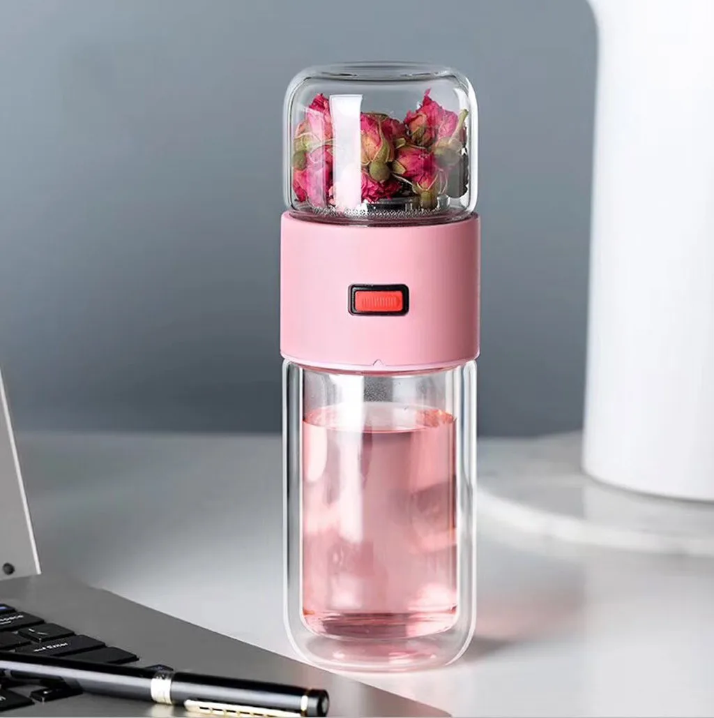 Double Glass Water Bottle Tea Water Separation Tea Kettle Cup water bottle Portable Thermal Bottle botella de agua de vidrio