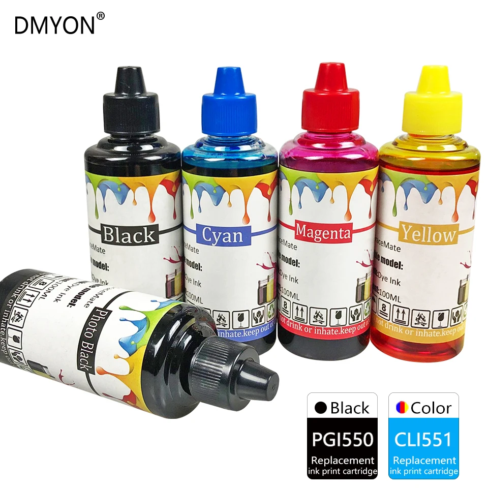 

DMYON PGI550 CLI551 Ink Refill Kit Compatible for Canon PIXMA IP7250 MG5450 MG6350 MG7150 MG6450 MG5550 MX925 MX725 Printer