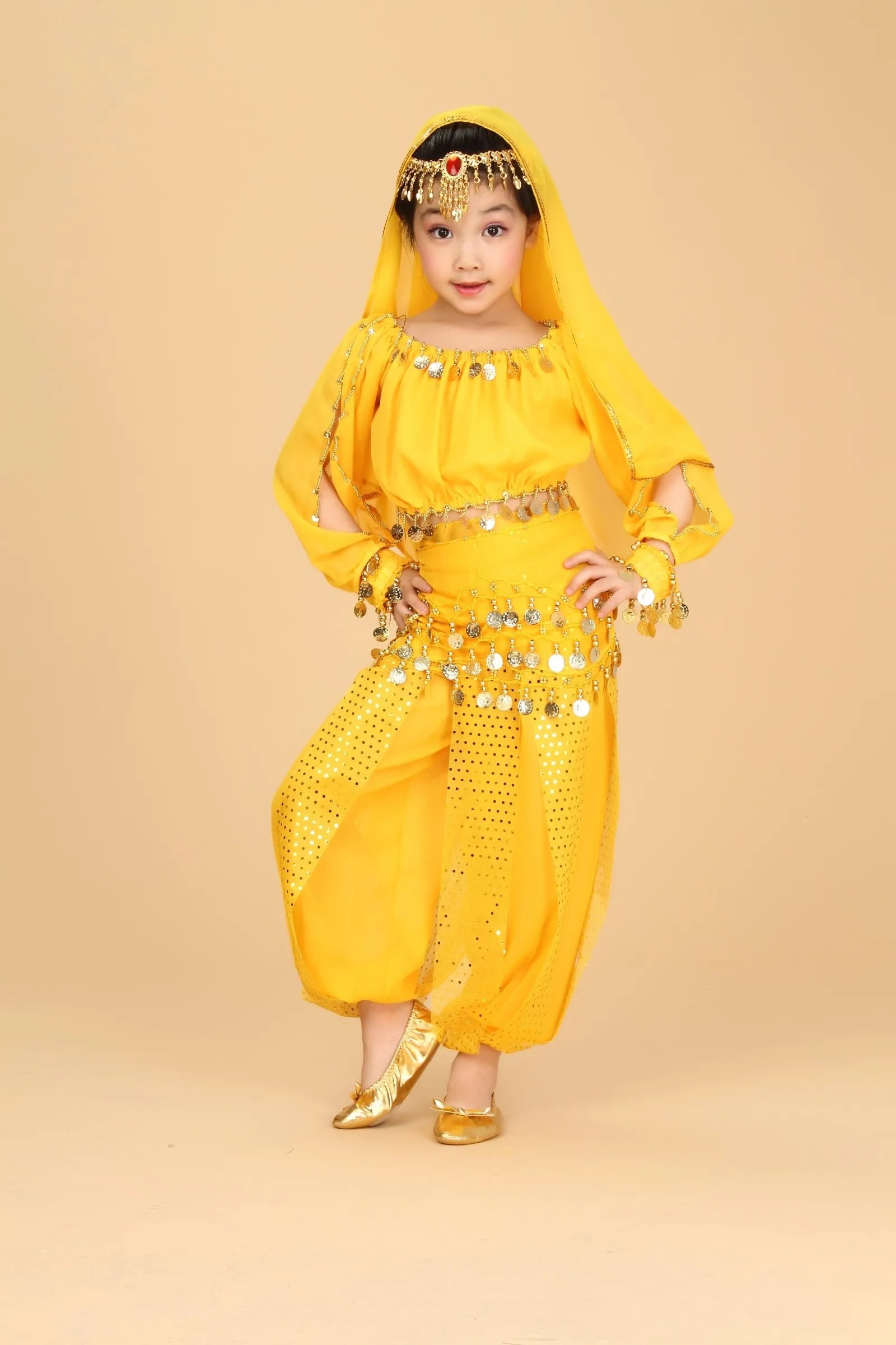 Детский костюм для танца живота Болливуд восточное платье для танца живота комплект индийский Египетский костюм брюки Топ Одежда для танцев для девочек