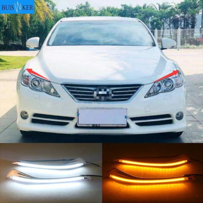 

For Toyota Reiz Mark X 2010-2013 LED Eyebrow Daytime Running Light DRL with Yellow Turn Signal Light