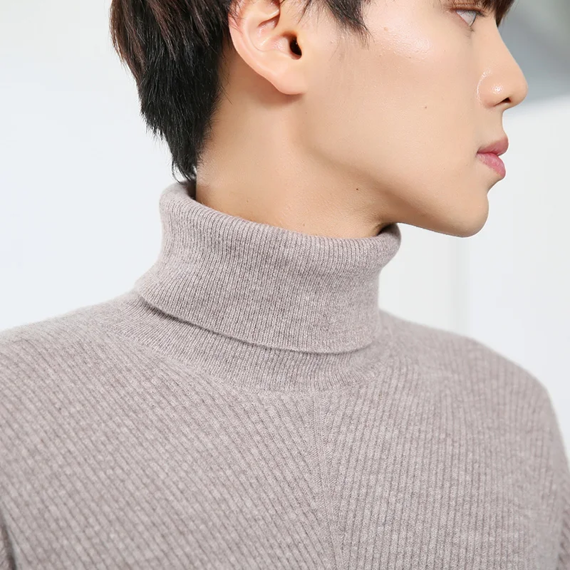 Sparsil Men100%Cashmere Turtleneck Knitted Sweater Full Sleeve Stripe Thick Warm Soft Wool Pullovers Solid Color Jumper Male Boy Sparsil Men100%Cashmere Turtleneck Knitted Sweater Full Sleeve Stripe Thick Warm Soft Wool Pullovers Solid Color Jumper Male Boy