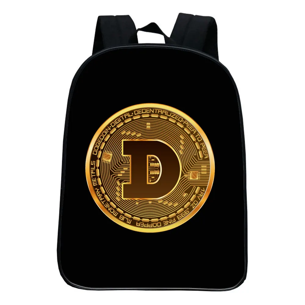 Dogecoin backpack school bag student school bag kid cartoon backpack unisex travel backpack kindergarten school bag 12 Inches