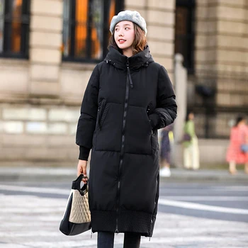 

2020 Winter Jacket Women Hooded X-long Coat Cotton Padded Parka Womens Plus Size Warm Coats