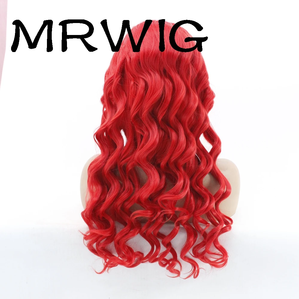 MRWIG красный/зеленый цвет волос Длинные вьющиеся синтетические бесклеевой передний парик шнурка часть 26in150% плотность афро-американская женщина