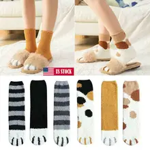 Милые толстые теплые домашние пушистые теплые носки-тапочки с когтями для девочек; плюшевые носки из кораллового флиса для девочек; Сезон Зима; США