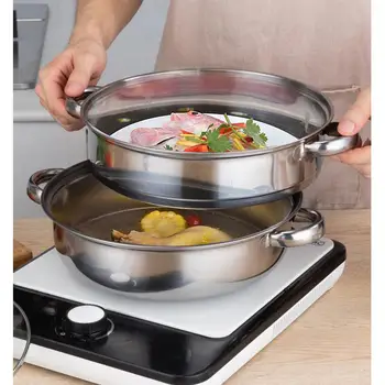

28CM Stainless Steel Soup Steam Pot 2 Layers Thick Stainless Steel Pot with Lid for Kitchen Cooking Kitchen Accessories