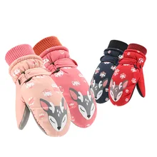 Детские Зимние перчатки для детей, варежки, утолщенные водонепроницаемые ветрозащитные детские спортивные перчатки для катания на лыжах, теплые перчатки, От 3 до 13 лет#0066