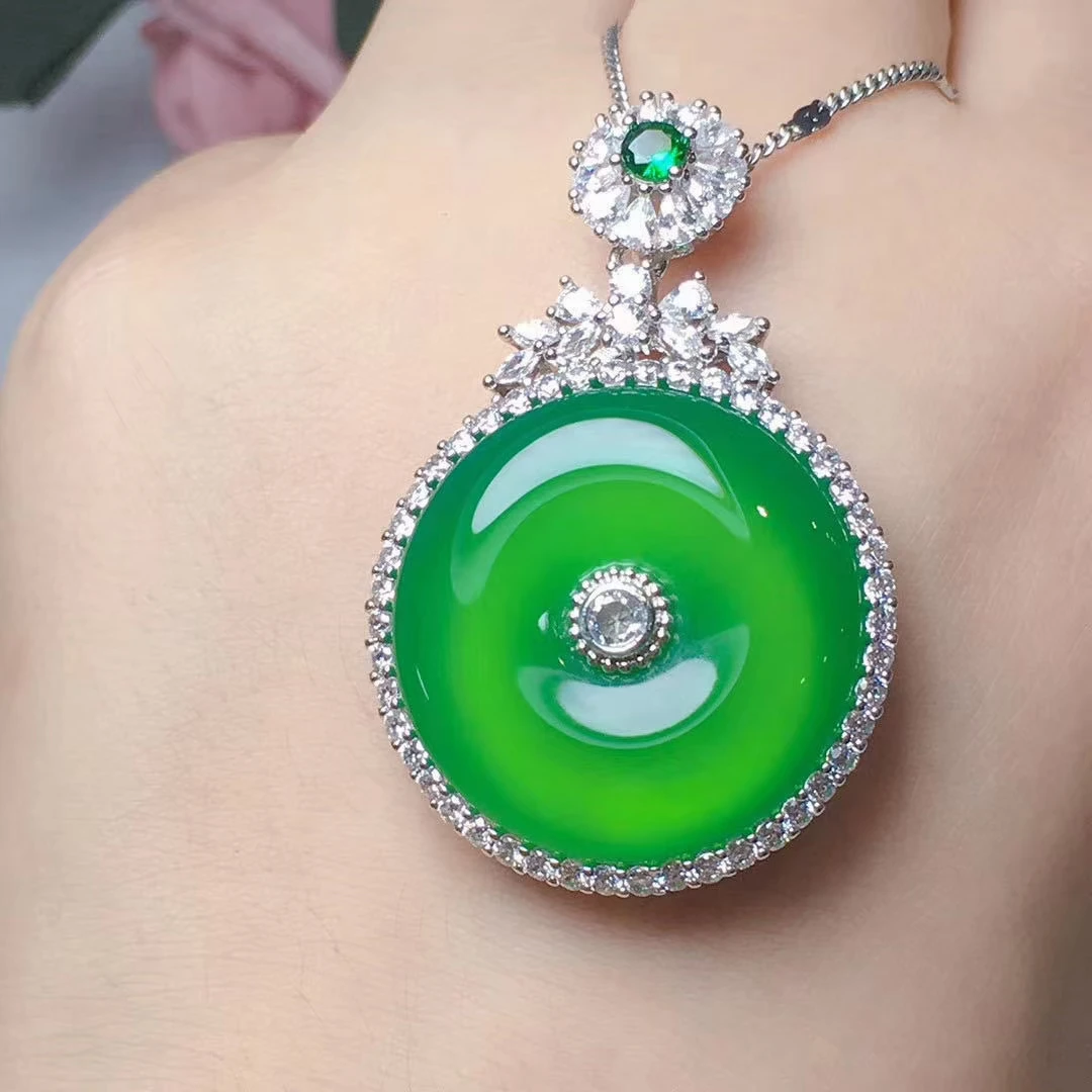 Фиолетовые Зеленый Агат Кулон Пряжки кристалл кулон jade pendant Цепочки и ожерелья