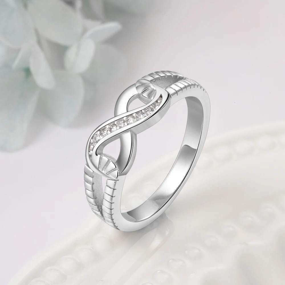 

Personalized 925 Sterling Silver Eternity Ring Women Engraving Infinity Rings Wedding Promise Rings for Her (RI103717)