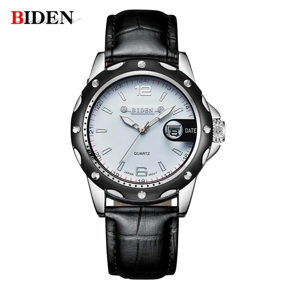 Мужские часы BIDEN, ремешок из нержавеющей стали, часы в стиле милитари, повседневные модные наручные часы, водонепроницаемые часы для мужчин, мужские часы - Цвет: L-White