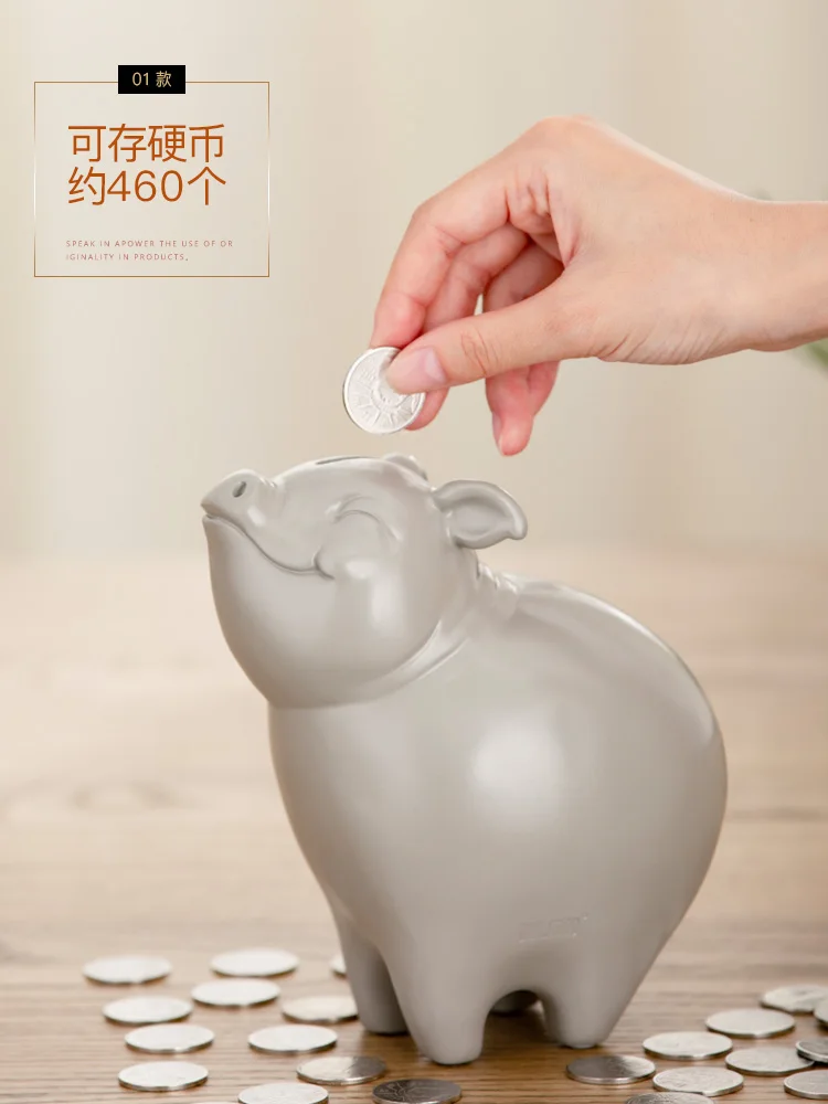 

Resin Piggy Bank for Kids Counter Decorative Box Atm Savings Bank Real Money Piggy Bank Cajero Automatico Cute Room Decor BD50MB