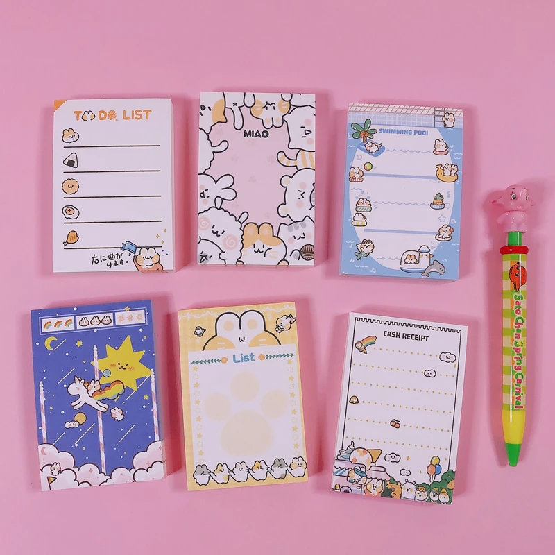 

100 Sheets/Book Cute Cartoon Rabbit Note Book Kawaii Message Plan Note Paper Memo Pad Diary Non-sticky Planner Lovely Stationery