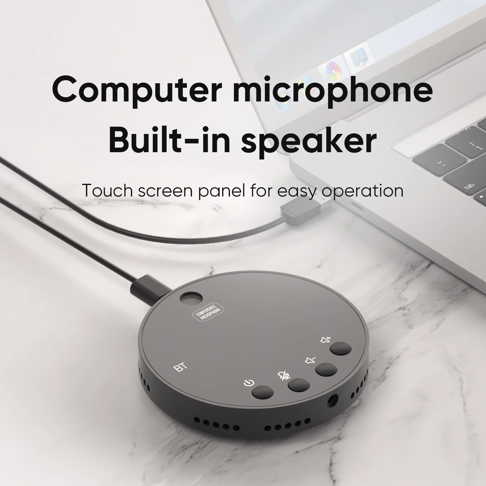 Desktop USB Conference Speakerphone Microphone Built-in Speaker 360° Omnidirectional PC Computer Condenser Mic for PC Laptop