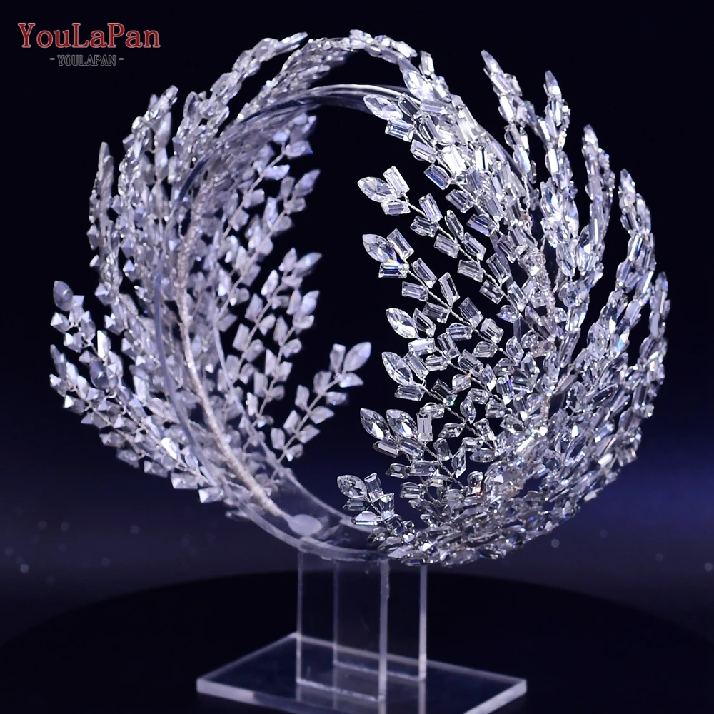 YouLaPan Silver Crystal Bridal Hair Accessories Women Rhinestone Headband Wedding Hair Jewelry Bride Crown Tiaras HP383