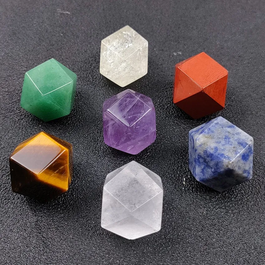 

FYJS Unique 7 Pcs Geometric Shape Many Colors Quartz Stone Pendant Healing Chakra Spiritual Jewelry