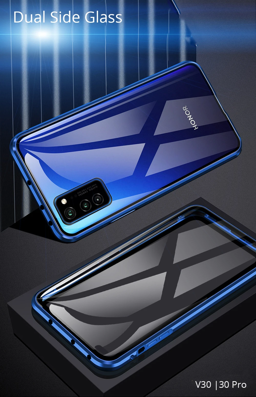 Чехол для huawei Honor V30 Pro 360, двойной металлический магнитный стеклянный Магнитный чехол, чехол для Honor V30 V 30, противоударный защитный чехол