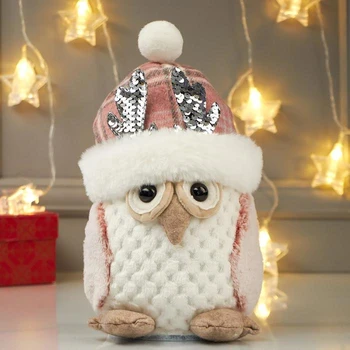 

Interior light doll "Owl in a pink hat with deer horns" 25x15x15 cm 4822685