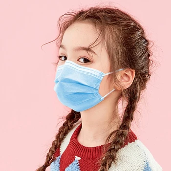 

20 pcs Kid face mouth mask Disposable respirator hood meltblown cloth children cartoon 3 layer protection dust-proof Anti-fog
