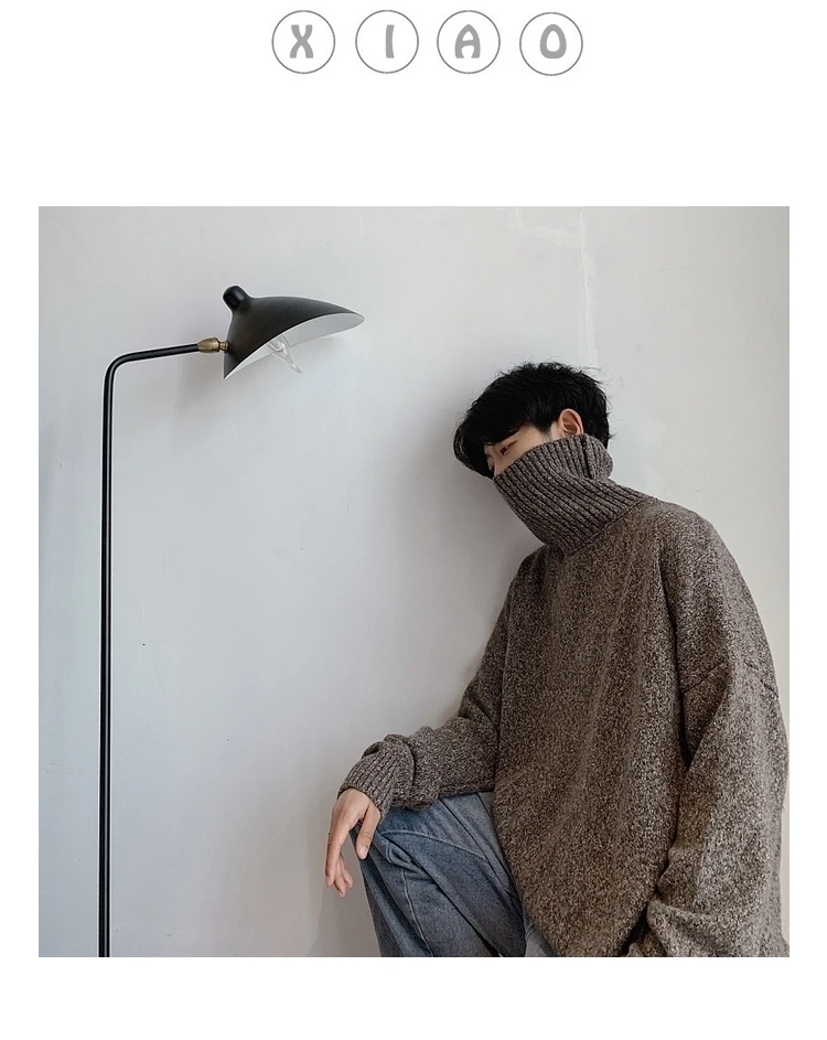 Осенний и зимний Корейский вариант пары свободный сшивание мужской Высокий воротник Повседневный свитер большого размера