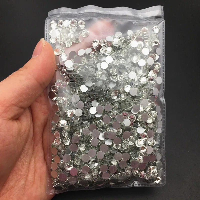SS3-SS40 Glass crystal AAAAA round rhinestone crystal AB clear Non Hotfix flatback Rhinestones for Nails 3D nail art gems