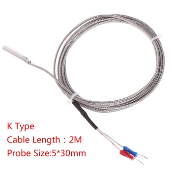 

2019 Hot! 2m K-Type Thermocouple Temperature Sensor 0-600 degrees Celsius 5*30mm Probe Stainless Steel