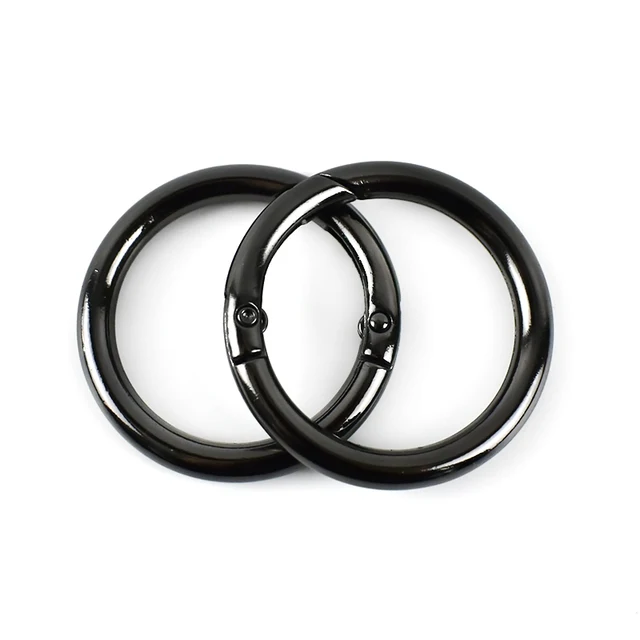 20pcs Meetee 10-50mm Metal Spring O Ring Round Openable Round Snap Hook for Bag Strap Keychain Pendant DIY Sewing Accessories GunBlack