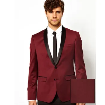 

Custom Made Wedding tuxedos mens suits design male best man suits wine red three pieces suit Groom Wear (Jacket+Pants)