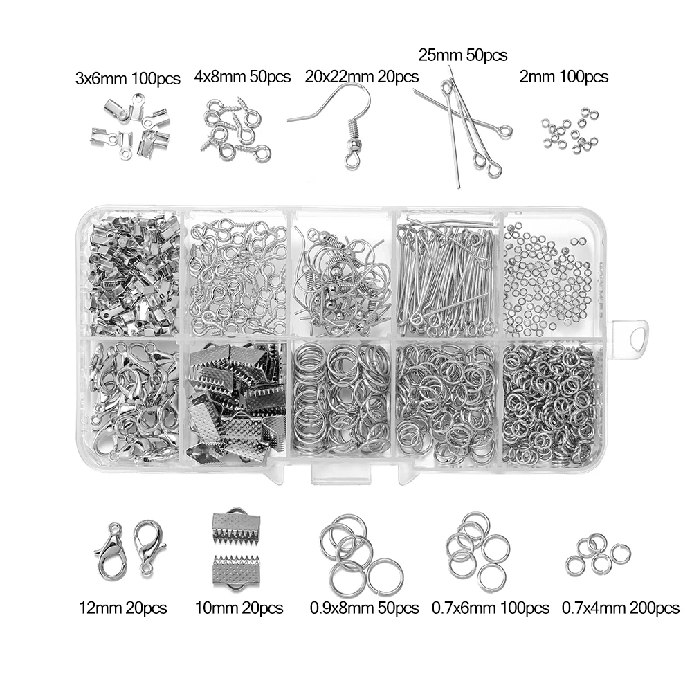 Jewelry Crafting Essentials Kit: Lobster Clasps, Jump Rings, and Earring Hooks