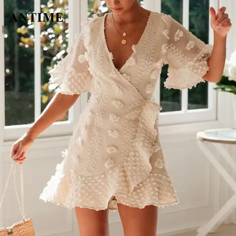 white wrap dress short