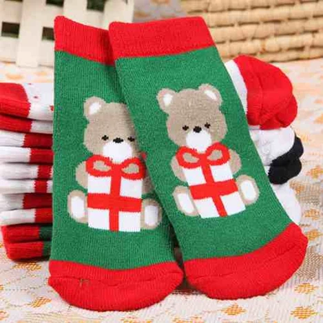 Осенне-зимние хлопковые нескользящие носки для новорожденных носки для малышей носки-тапочки милые рождественские детские носки для малышей с героями мультфильмов для мальчиков и девочек - Цвет: B