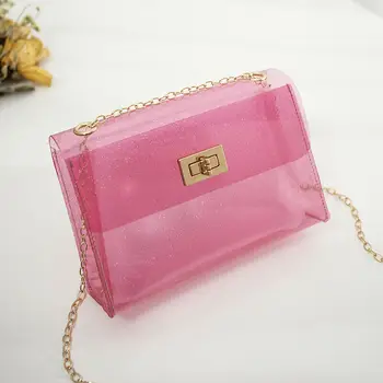

New Women Bag Lovely Lady PVC Clear Transparent Shoulder Bag Tote Jelly Candy Summer Beach Handbag Fashion Crossbody Bag