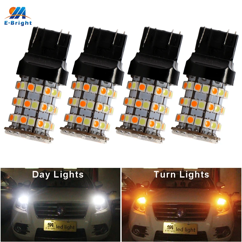 YM E Bright 4 шт. 7443 W21/5 Вт T20 автомобильный светильник DRL с поворотным сигналом