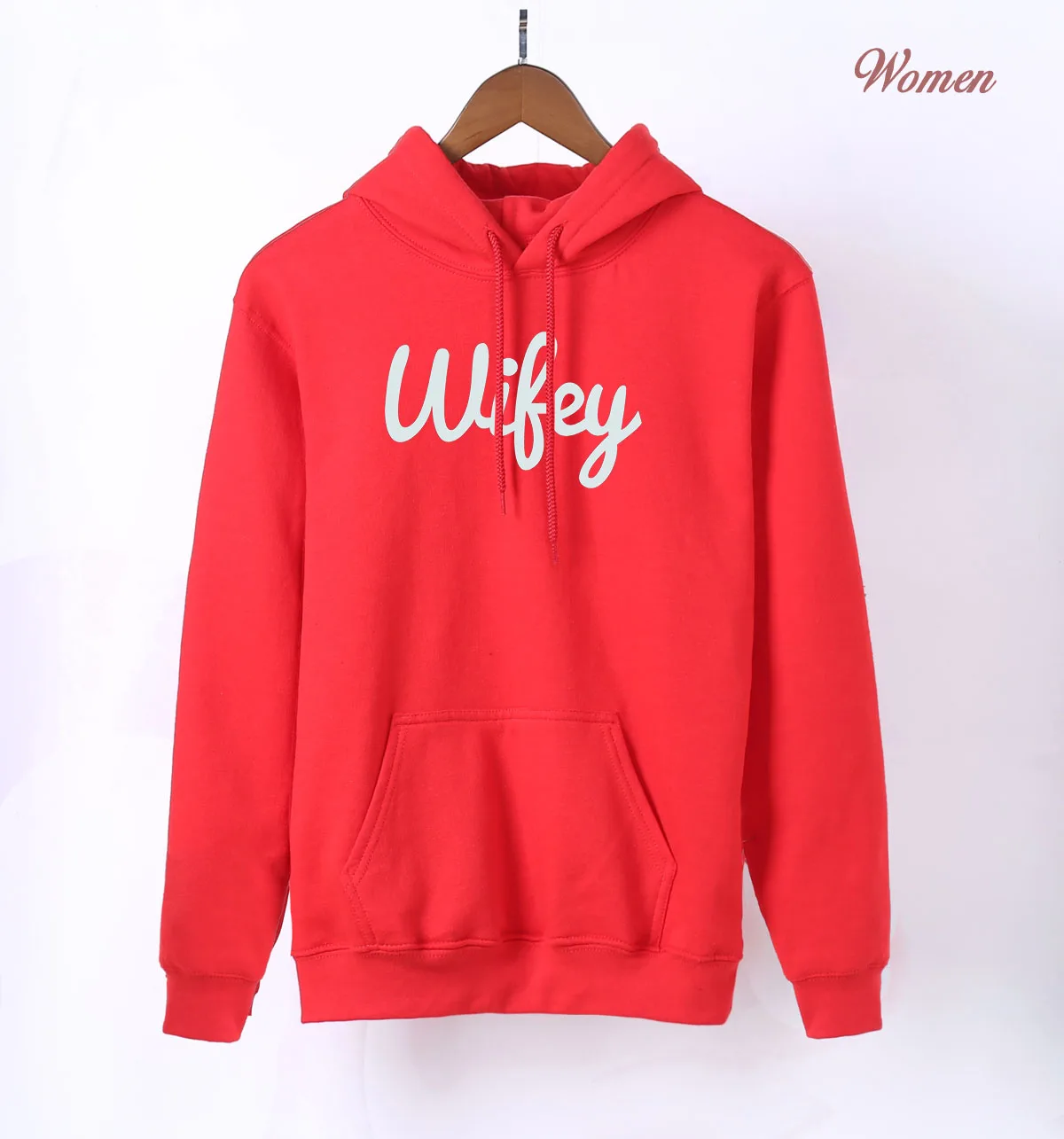 Wifey Kawaii розовый длинный рукав с капюшоном для женщин весна осень толстовки женские K-pop Толстовка Теплый Флис Harajuku спортивный костюм - Цвет: red