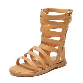 

Girls High Sandals New summer Fashion Solid Color Kids Shoes For Girls Toddler Baby Shoes Flat Heel Children Gladiator Sandals