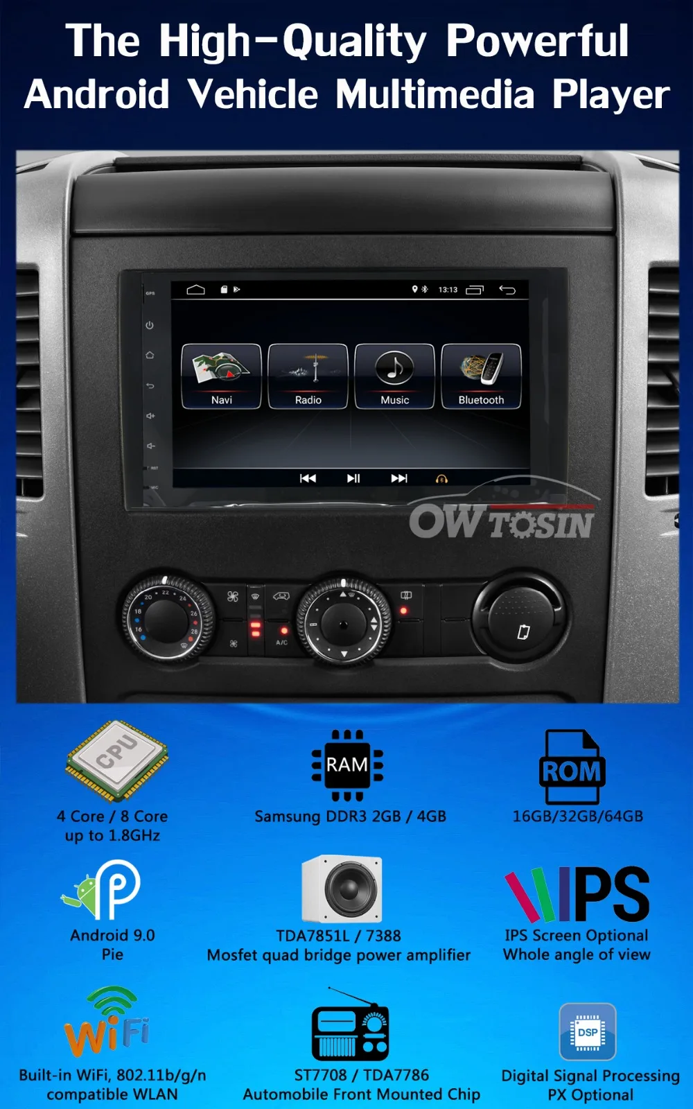 Best 9" Android 9.0 Car Multimedia PX6 4GB+64GB GPS Radio Player For Mercedes Benz Sprinter W169 W245 W906 B200 Vito Viano W469 W639 2