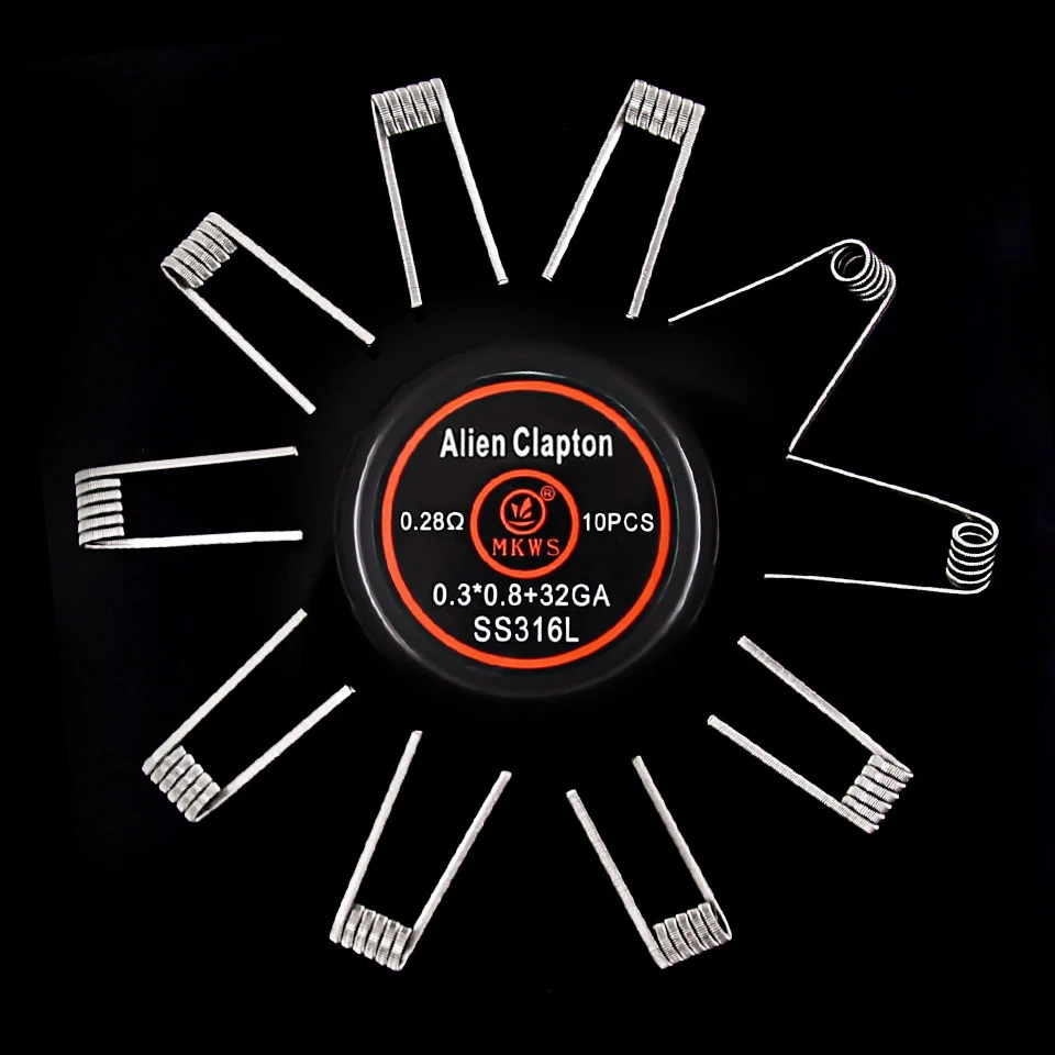 10 шт. Alien clapton ss316L NI80 A1 готовые катушки для электронных сигарет RBA RDA RTA vape tank heating