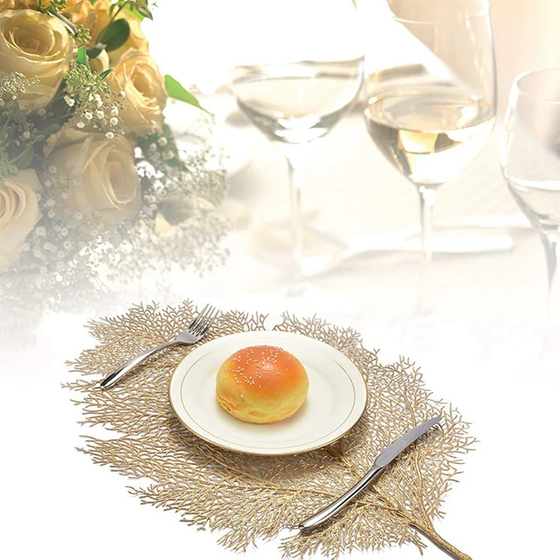 Металлические листовые салфетки, устойчивые к пятнам моющиеся ПП настольные коврики, Нескользящие Коврики для украшения стола набор из 4