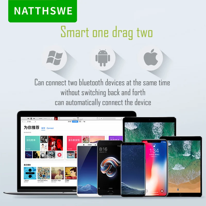 NATTHSWE шейные Спортивные Беспроводные bluetooth наушники мини вкладыши для бега с