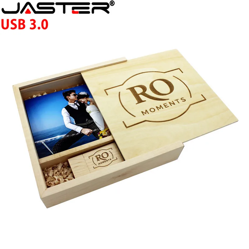JASRER (1 шт. бесплатный логотип) уникальный фотоальбом ореховая древесина USB +