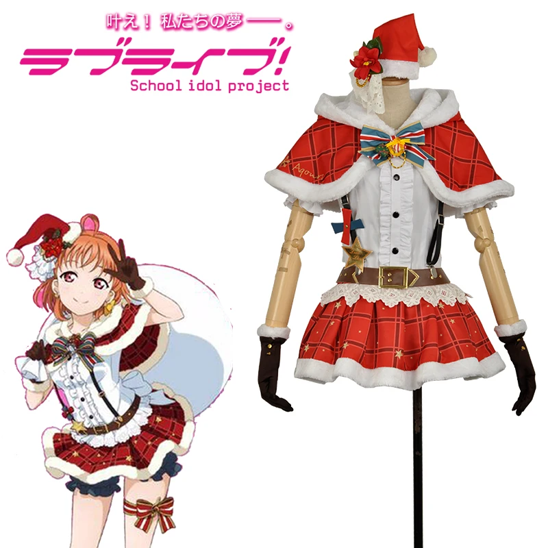

Christmas Dress! LoveLive!Sunshine!! Takami Chika Cosplay Costume Christmas Awakening Uniform Suit Festival Role Play Clothing