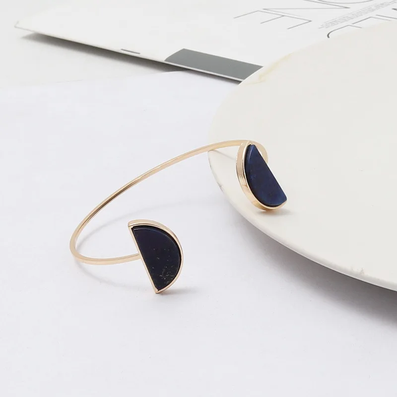 ZWPON, модные полукруглые браслеты с натуральным камнем, двухцветные браслеты с натуральным камнем для женщин, модные новые ювелирные изделия