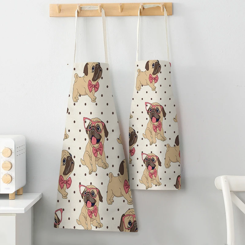 FYMX Cute Dog Apron Kitchen Animal Painted Head Aprons For Chefs Women Men Household Cleaning
