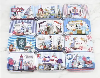 

24pcs/lot D9.7xW6.3xH2.1CM Collective Tin Box storage box Birthday gift Party Favor Mediterranean style