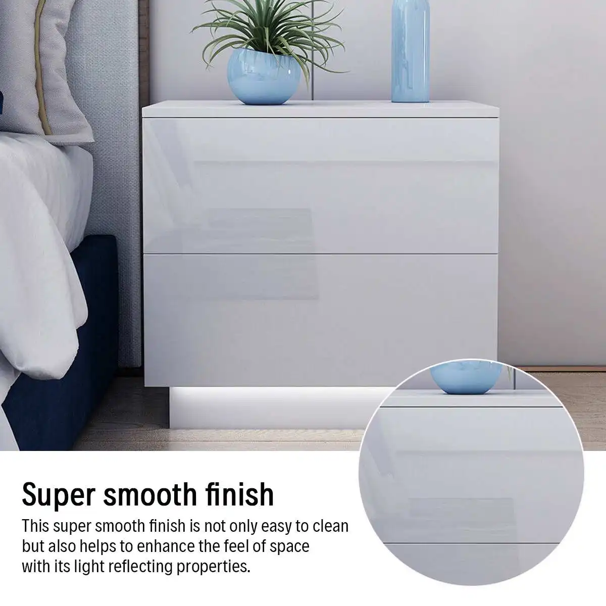 Modern Simplicity LED Nightstand Bedside Table Magazine Cabinet Storage Organizer Bedroom Furniture Night Table Coffee Tables 5