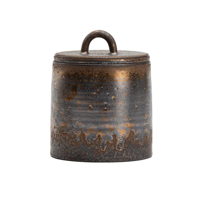 Retro Kőedény Teacsomagoló Doboz Háztartási Kínai Kerámia Lezárt Tároló Tartály Pu'Er Tea Oolong Raktár - Image 6