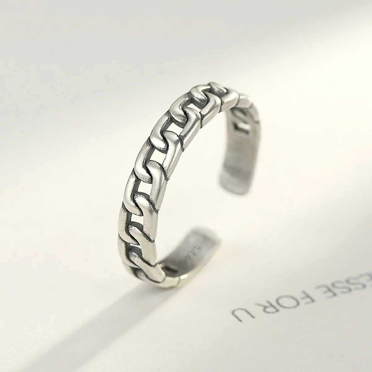 PAG-MAG Minimalist S925 Thai Silver Hand accessories Beautiful Hollow Chain Stripe Original Ring
