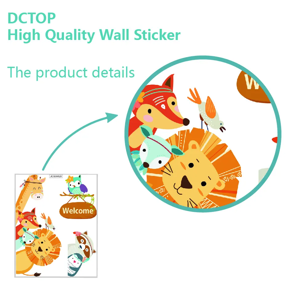 Funny Tribal Giraffe Lion Fox Door Stickers Art DIY VInyls Forest Animal Welcome Decals For Wall Kids Baby Room Decor Home Mural (2)