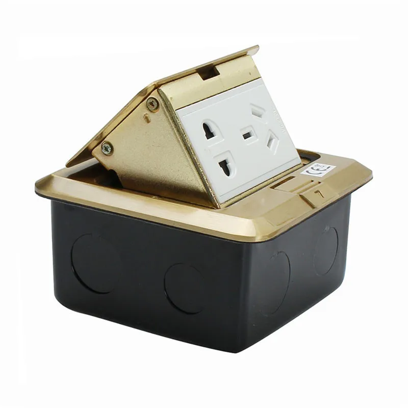 

10A 2500W Explosion models all-copper four-hole plugs Floor sockets / Square copper ultra-thin pop-up ground socket