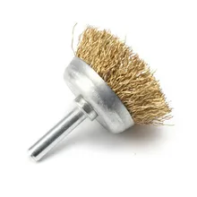 2 шт./компл. 6 мм хвостовик очистки Сталь поворотный проволочной щеткой чашки, пазы отполированы под угловая шлифовальная машина гофрированный латунный Мини ручные инструменты